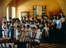 After the author and his team finished examining and treating the children at the orphanage, the children serenaded them.